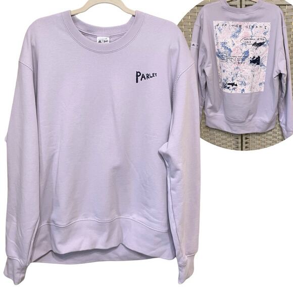 Adidas x Parley For The Oceans Sweatshirt Men’s Size L Light Purple French Terry - Picture 1 of 9